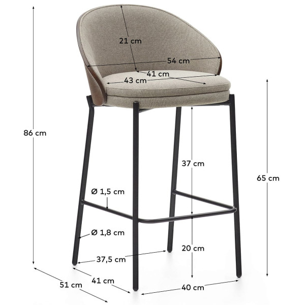 Полубарный стул La Forma EAMY C0600054HE11 Бежевый/коричневий-11