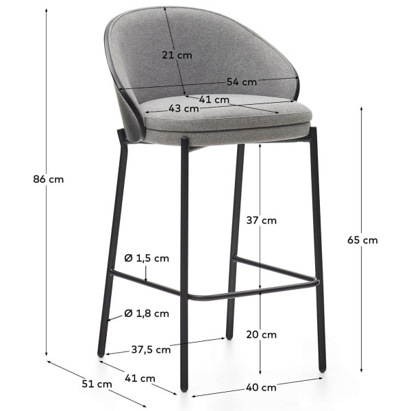 Полубарный стул La Forma EAMY C0600055HE12 Серый/черный-11