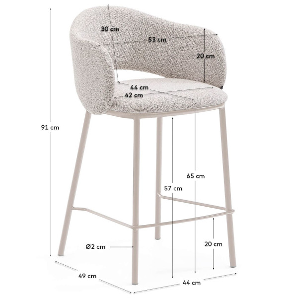 Полубарный стул La Forma Maina C0100225VS12 Бежевый ткань-7