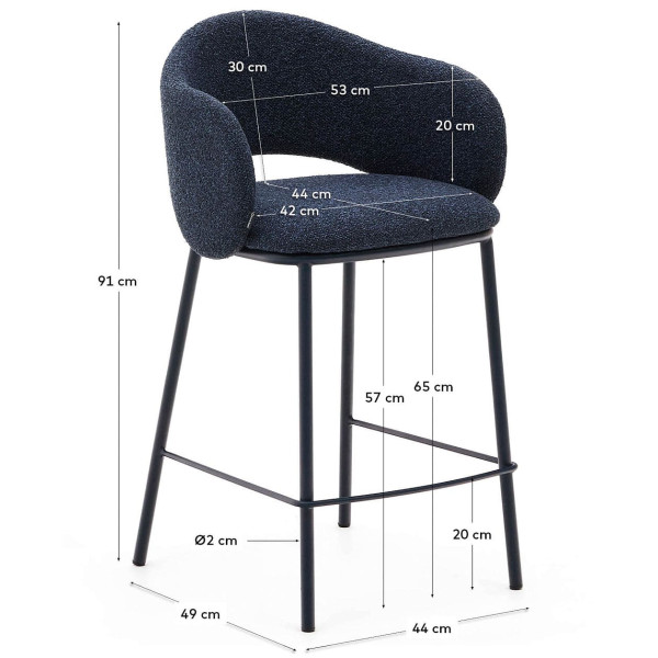Полубарный стул La Forma Maina C0100239VS25 Синий ткань-9
