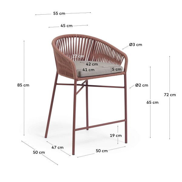 Напівбарний стілець La Forma Yanet CC2192J86 Теракотовий-9