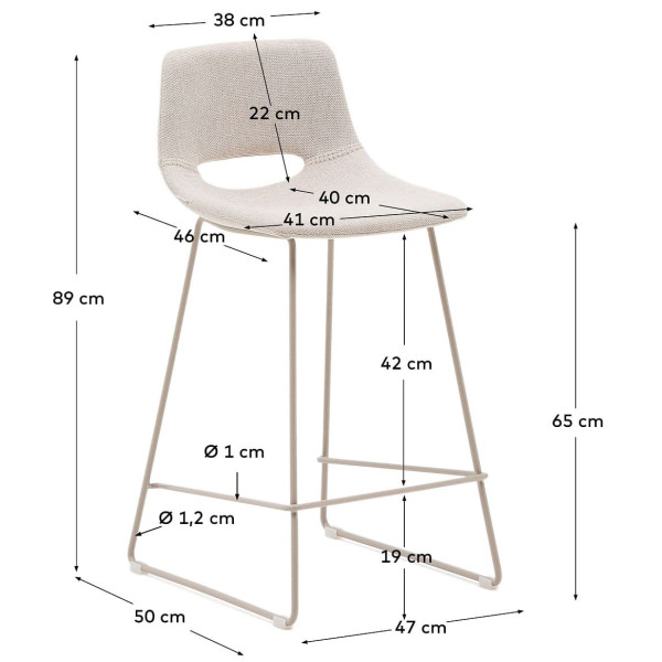 Напівбарний стілець La Forma ZAHARA C0600058JJ12 Бежевий тканина-8