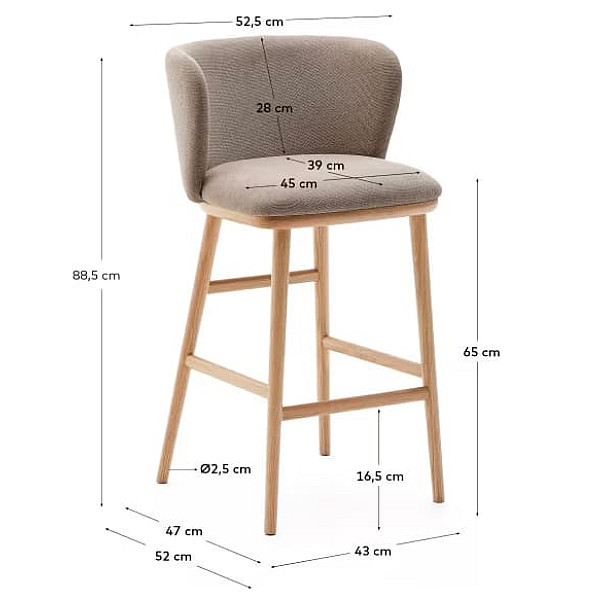 Напівбарний стілець La Forma CISELIA C06060KY10 Коричневий тканина-11