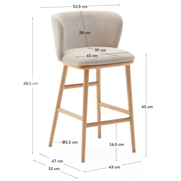 Полубарный стул La Forma CISELIA C06060KY12 Бежевый ткань-11