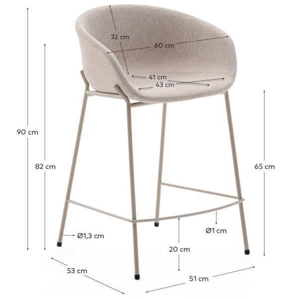 Полубарный стул La Forma YVETTE C0600084BF12 Бежевый ткань-9