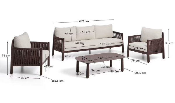 Комплект садовой мебели La Forma Aleria O00643RO09 Коричневый-16