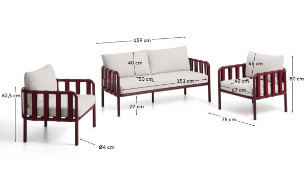 Комплект садовой мебели La Forma Omala O00680RR16 Бордовый-12