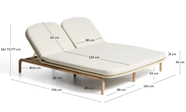 Шезлонг двомісний La Forma Alipa O00490RO12-16