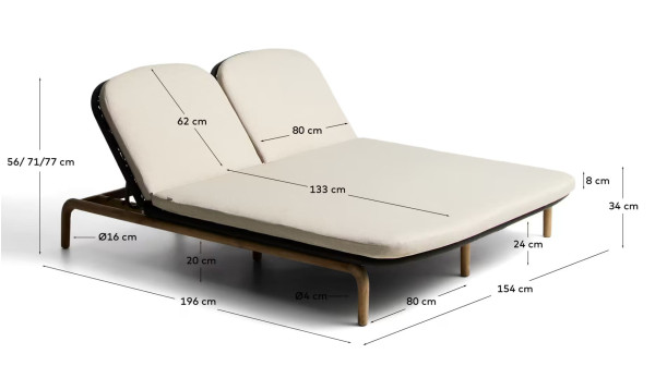 Шезлонг двомісний La Forma Alipa O00490RO15-15