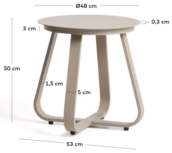 Садовый журнальный столик La Forma Tamaris O00663RR12 Бежевый Ø 48 см-9