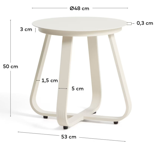 Садовый журнальный столик La Forma Tamaris O00663RR39 Экрю Ø 48 см-10