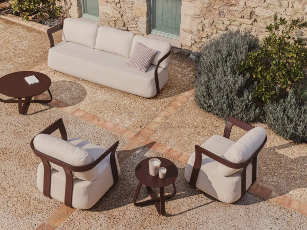 Садовый журнальный столик La Forma Tamaris O00664RR09 Коричневый Ø 80 см-1