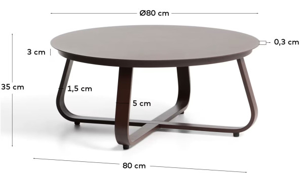 Садовый журнальный столик La Forma Tamaris O00664RR09 Коричневый Ø 80 см-8