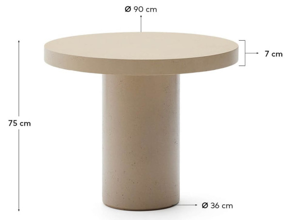 Стіл обідній La Forma AIGUABLAVA T00048PR39 Бежевий Ø 90 см-6