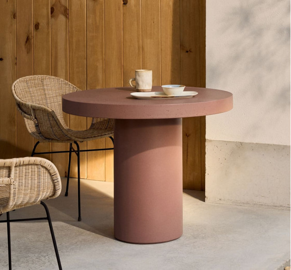 Стіл обідній La Forma AIGUABLAVA T00048PR59 Теракотовий Ø 90 см-0