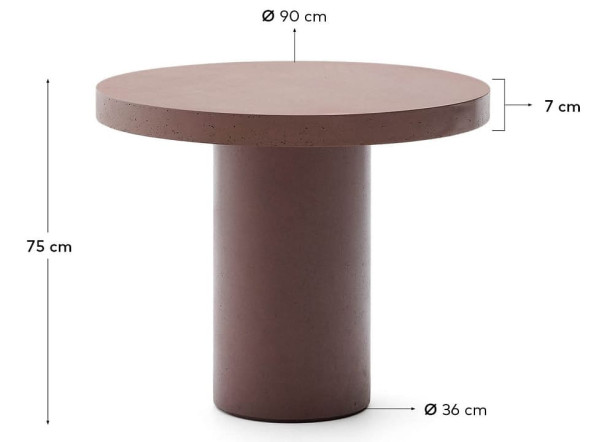 Стіл обідній La Forma AIGUABLAVA T00048PR59 Теракотовий Ø 90 см-6