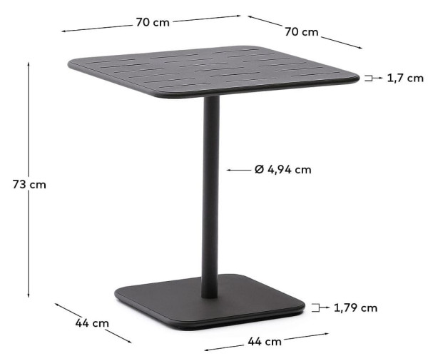 Вуличний стіл La Forma Brai T00100RR02 Темно-сірий 70х70 см-7