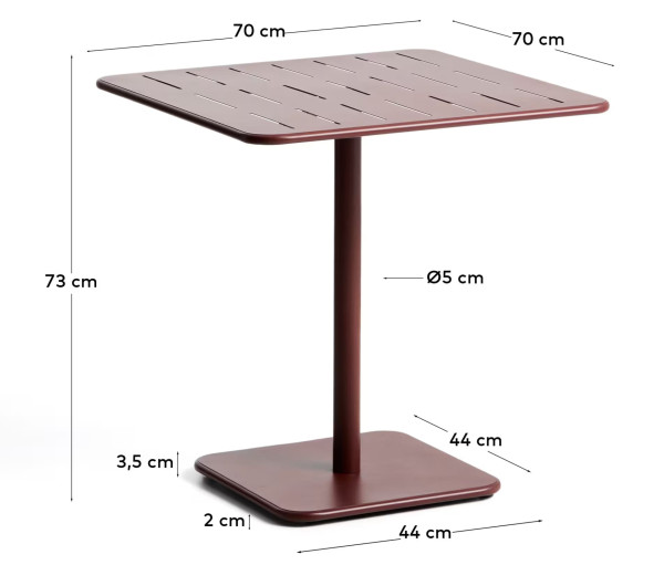 Уличный стол La Forma Brai T00100RR59 Бордовый 70х70 см-5