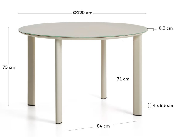 Круглый садовый стол La Forma Erice O00317CR39 Экрю Ø 120 см-7