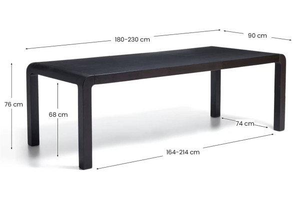 Раскладной обеденный стол La Forma Erisia T00483MO09 Черный 90х180 (230) см-14