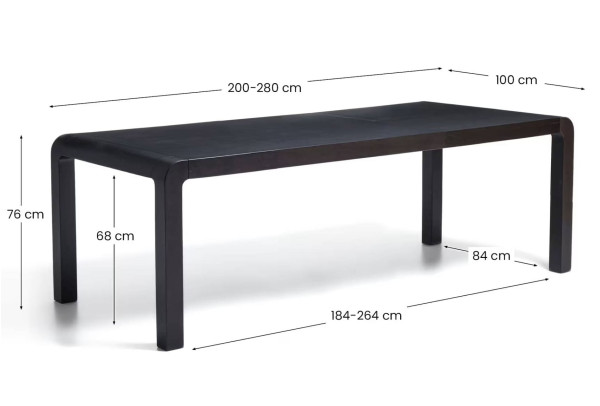 Раскладной обеденный стол La Forma Erisia T00484MO09 Черный 100х200 (280) см-14