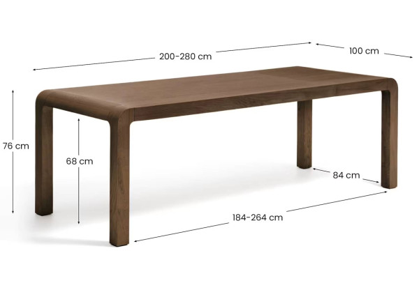 Раскладной обеденный стол La Forma Erisia T00484MO11 Темный орех 100х200 (280) см-11