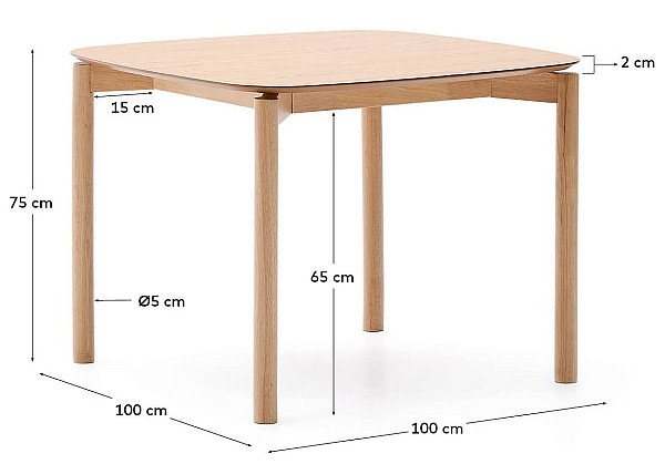 Обеденный стол La Forma Indara T00116WM46 Натуральный 100x100 см-7