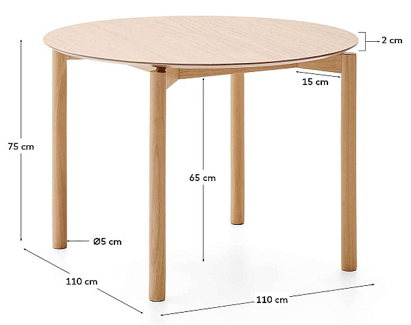 Обеденный стол La Forma Indara T00115WM46 Натуральный Ø 100 см-6