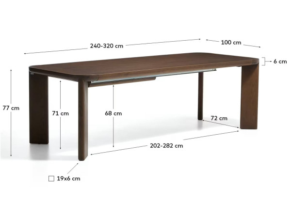 Обідній розкладний стіл La Forma JONDAL T00470MO10 Горіх 240 (320) x 100 см-12