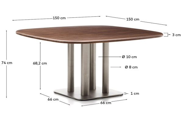 Обідній стіл La Forma Melvar T00255WM10 Горіх 150х150 см-6