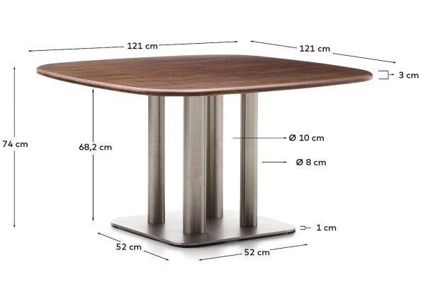 Обідній стіл La Forma Melvar T00261WM10 Горіх 121х121 см-8