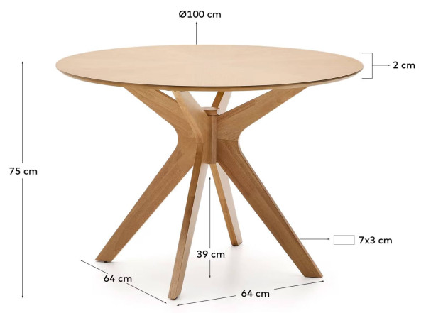 Обеденный стол La Forma Naanim T00364MO11 Натуральный Ø 100 см-14