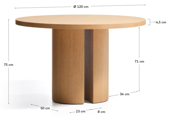 Обеденный стол La Forma Nealy T00538MO11 Натуральный Ø 120 см-9