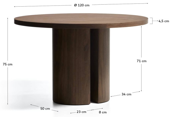 Обеденный стол La Forma Nealy T00538MO11 Орех Ø 120 см-9