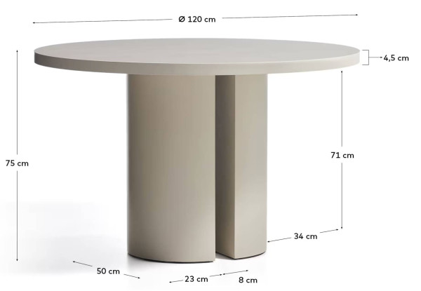 Обеденный стол La Forma Nealy T00538WM12 Экрю Ø 120 см-9
