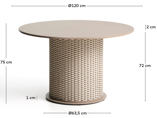Садовый обеденный стол La Forma Sedalis O00234RO39 Taupe Ø 120 см-6