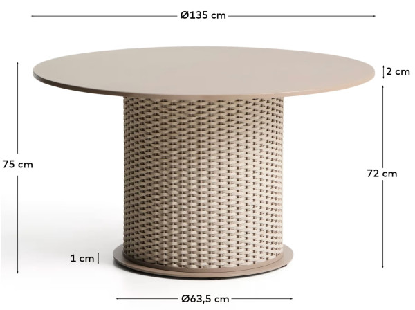Садовый обеденный стол La Forma Sedalis O00235RO39 Taupe Ø 135 см-6