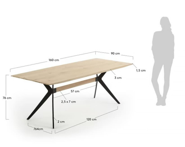 Стіл обідній La Forma AMETHYST 160х90 см CC1047M33 вибілений дуб-8