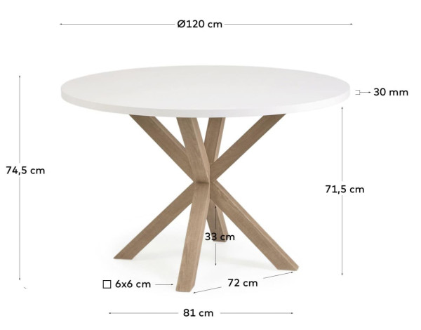 Обеденный стол La Forma ARYA 120 см Белый CC6020M05-11