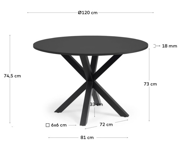 Обідній стіл La Forma ARYA 120 см Чорний CC6021M01-9