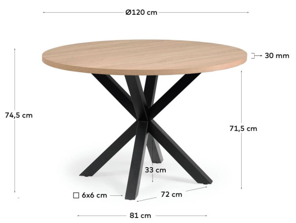 Обеденный стол La Forma ARYA 120 см Натуральный CC6021M46-11
