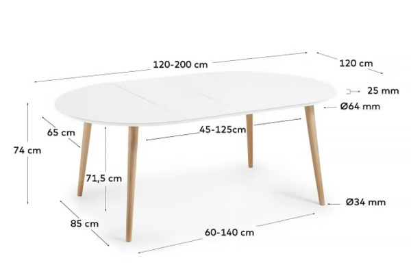 Розкладний обідній стіл La Forma OAKLAND 120-200 см CC0146L33-10
