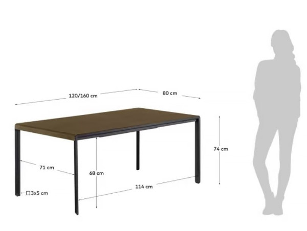 Розкладний обідній стіл La Forma NADYRIA 120 (160) х 80 см CC1974M41-16