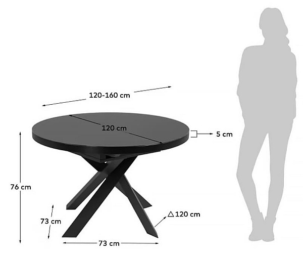 Раскладной обеденный стол La Forma VASHTI 120 (160) см CC5166C01-15