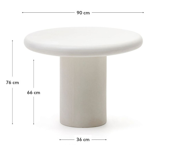 Стіл обідній La Forma ADDAIA J0100090PR05 Білий цемент Ø 90 см-5