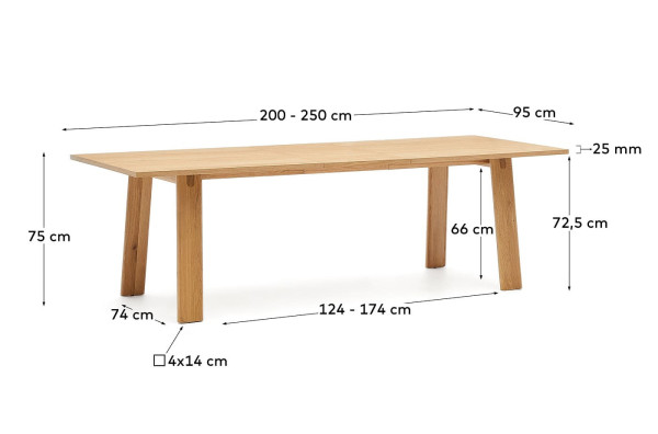 Раскладной обеденный стол La Forma ARLEN T0200005MM40 200 (250) x 95 см-9
