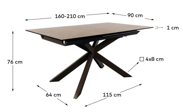 Розкладний обідній стіл La Forma ATMINDA 1416T03003KK15 Коричневий 160 (210) x 90 см-8