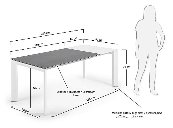 Раскладной обеденный стол La Forma ATTA CC0179VR Гранит-белый 90-140 (200) см-5