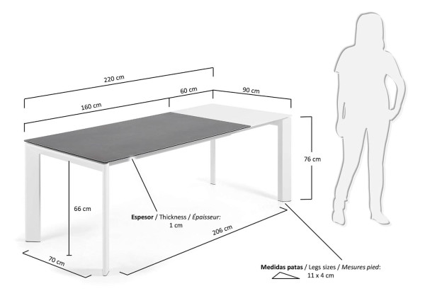 Раскладной обеденный стол La Forma ATTA CC0180VR Гранит-белый 90-160 (220) см-5