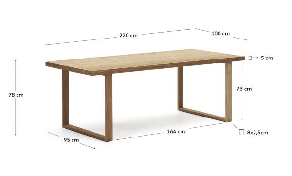 Стіл обідній La Forma CANADELL J0100032MM46 100х220 см-8